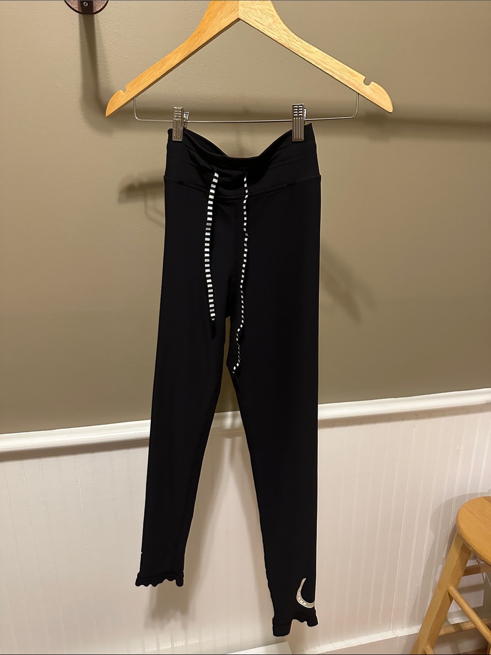 The Upside Black Girls' Drawstring Active Leggings with Crescent Detail